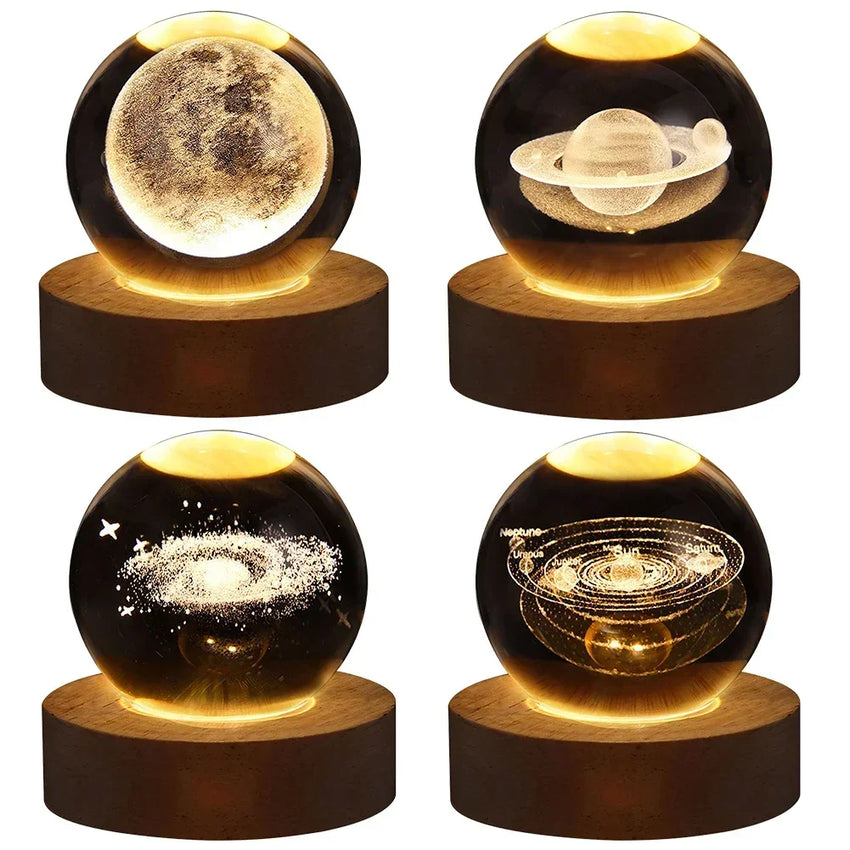 3D Crystal Ball Galaxy Lamp