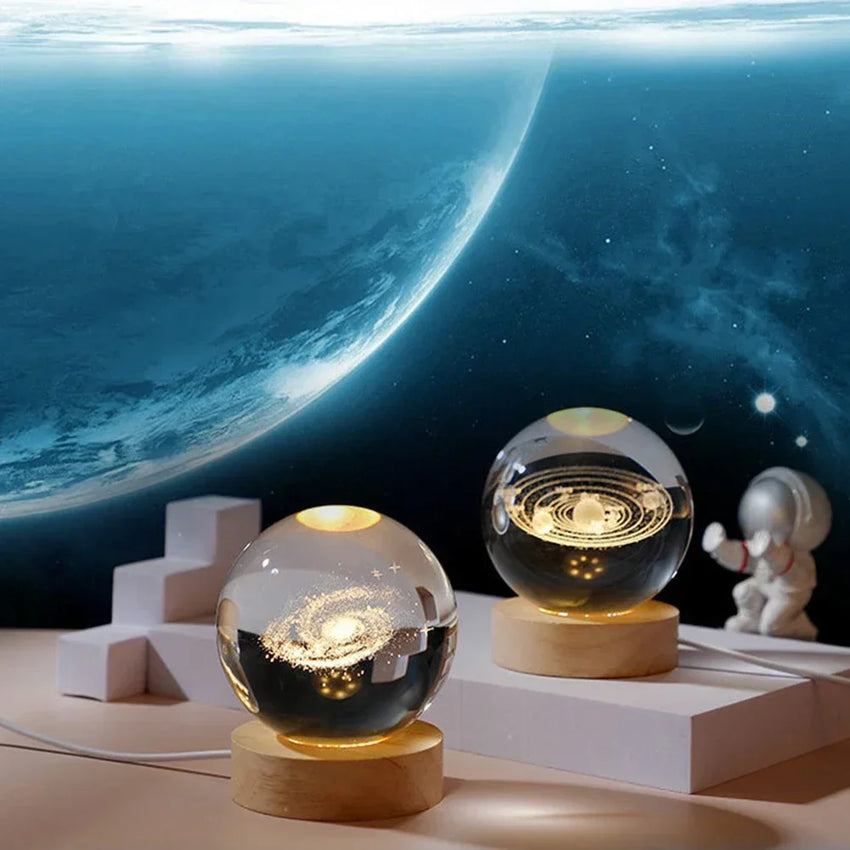 3D Crystal Ball Galaxy Lamp